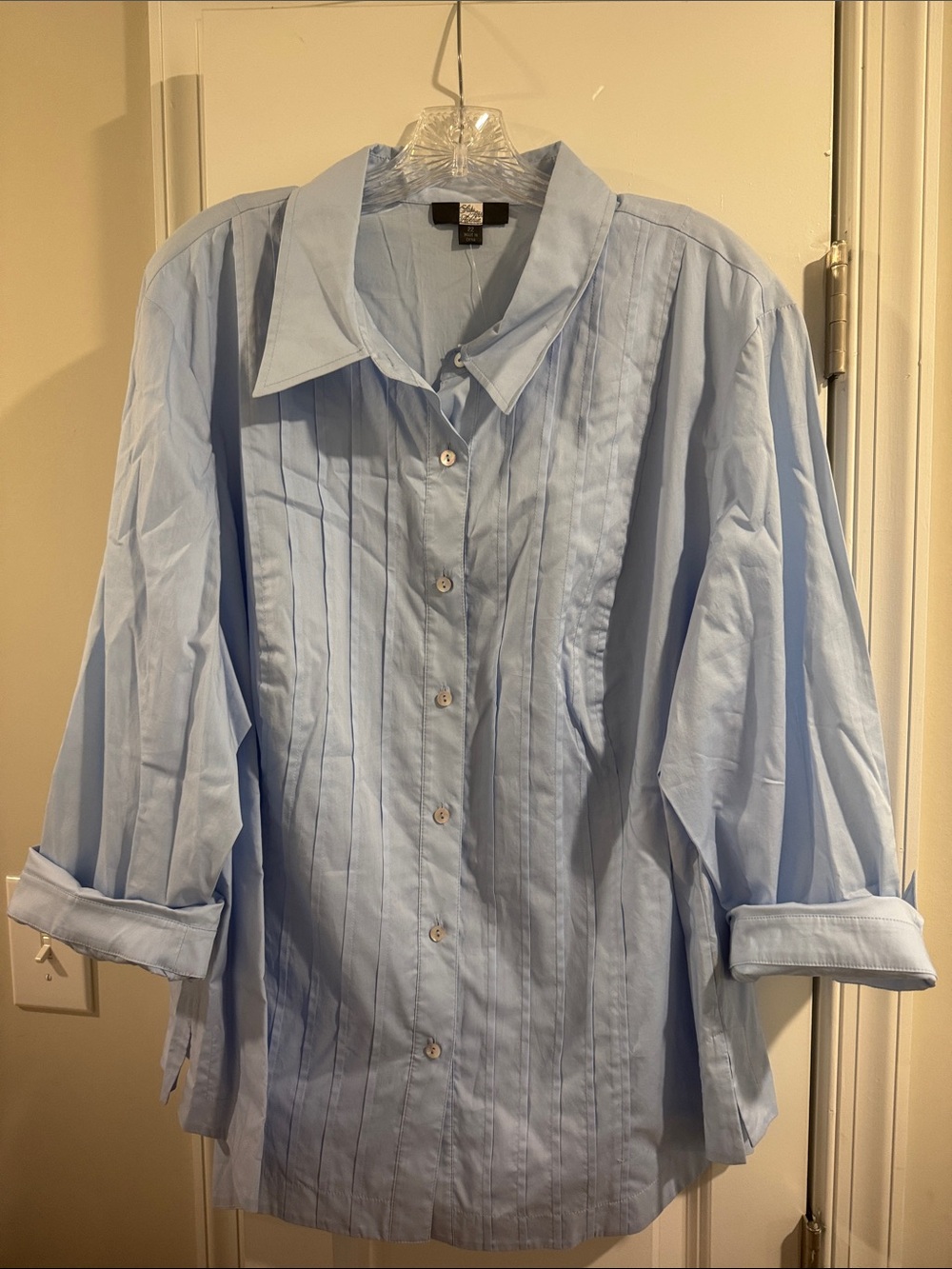 Saks Fifth Avenue Pale Blue Pintuck Button-Down Shirt